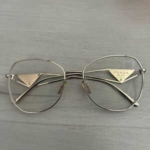 Prada Silver Wireframe Cat-Eye Glasses